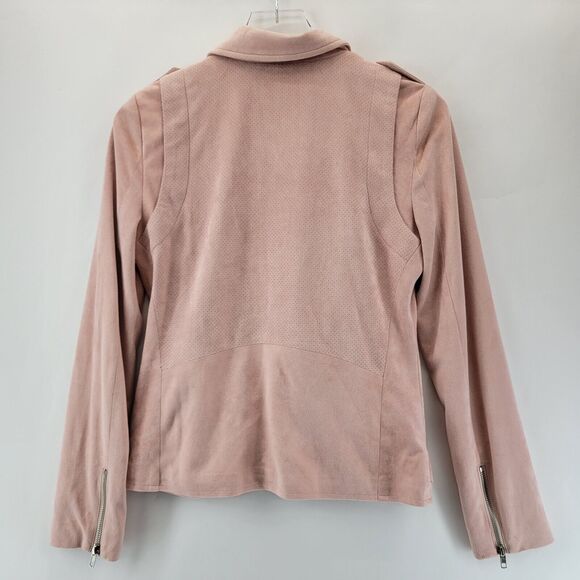 Pixley Faux Suede Motorcycle Jacket Womens Small Pink Twee Rock And Roll K Pop - Picture 3 of 12